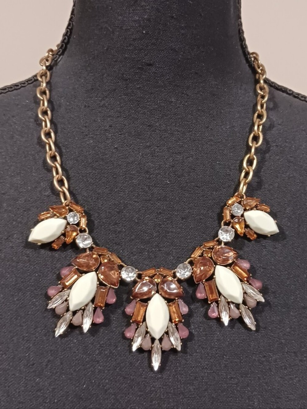 J Crew Amber Marquise Cluster Statement Necklace